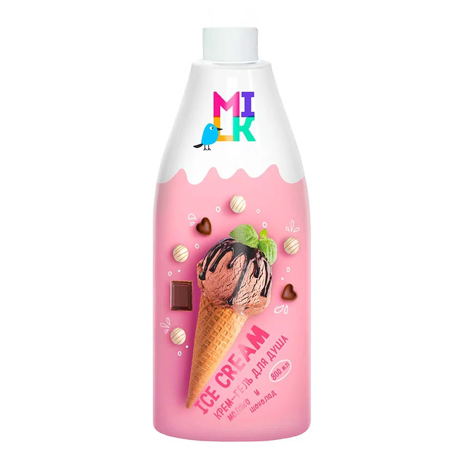 БИГ MILK ICE CREAM Крем-гель для душа Молоко и шоколад 800мл