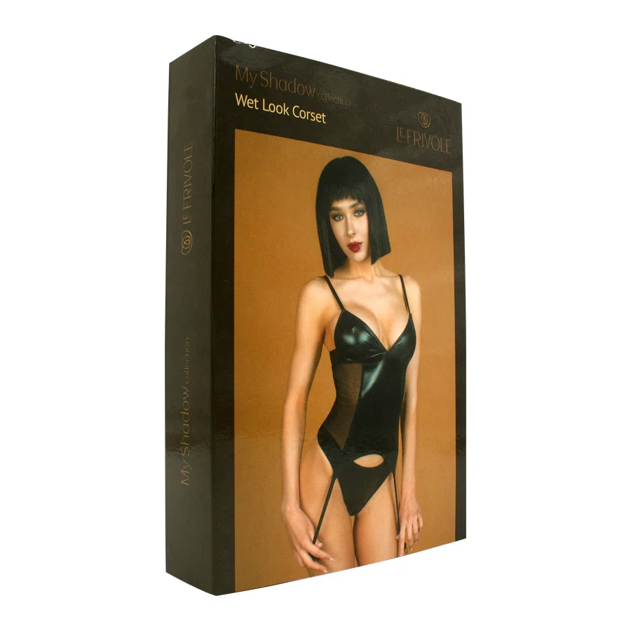 LE FRIVOLE Корсаж с трусиками из материала wet look (My Shadow) (L/XL)