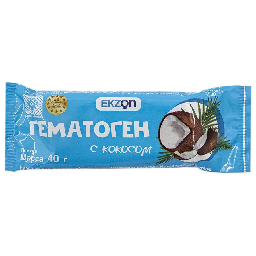EKZON Гематоген с кокосом 40 гр