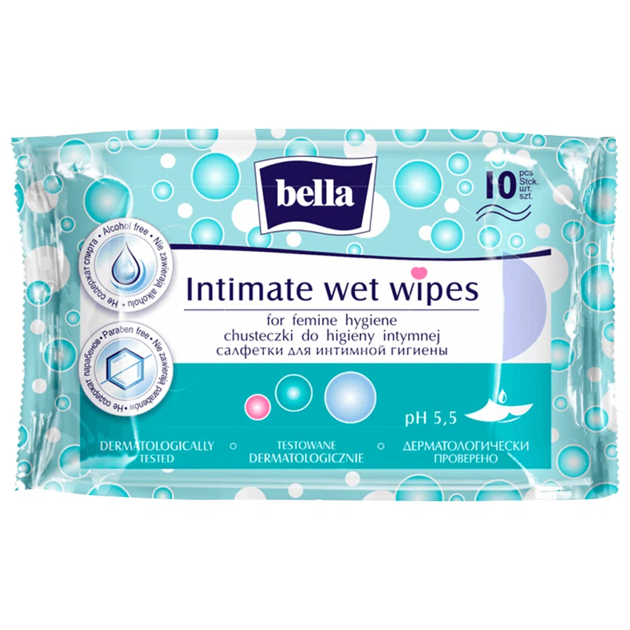 BELLA Салфетки влажные для интимной гигиены 10 шт