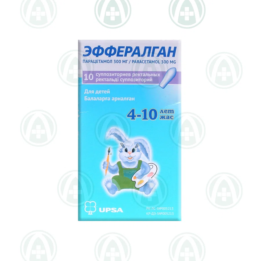 ЭФФЕРАЛГАН 300 мг №10 свечи 4-10 лет  Парацетамол