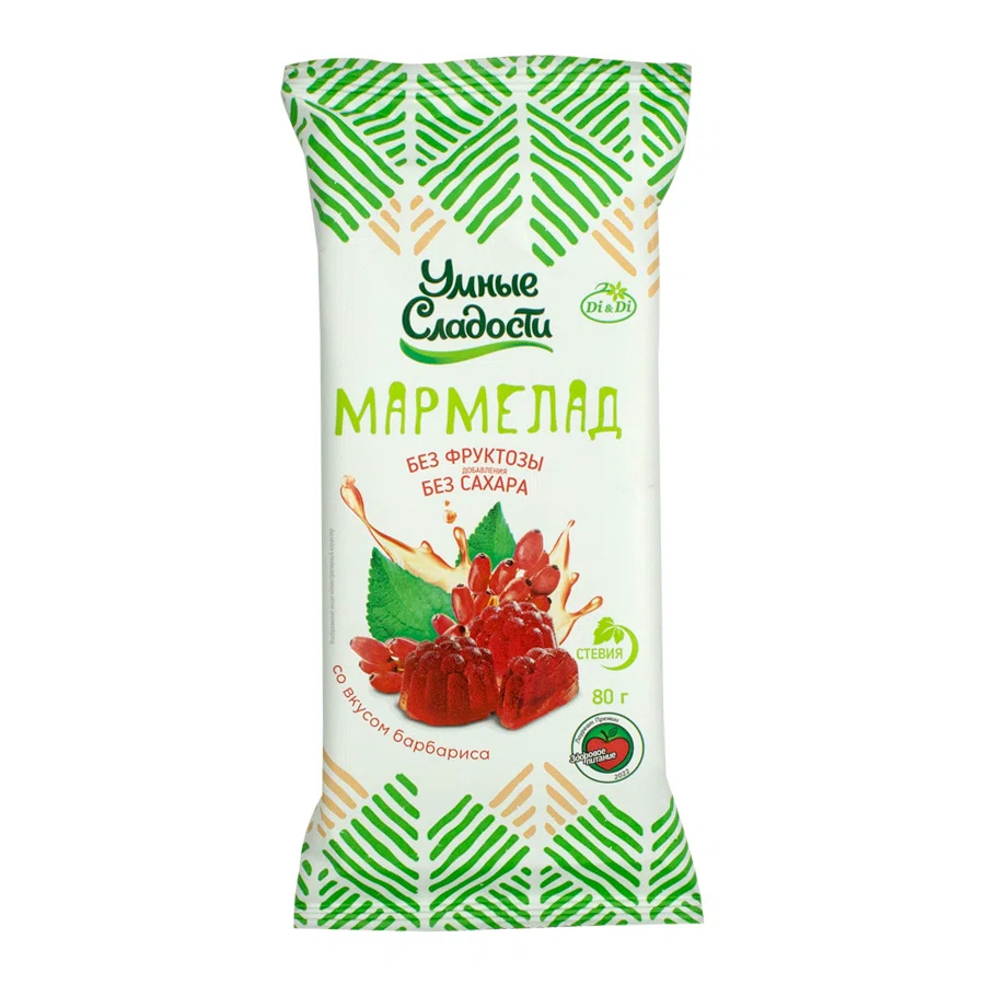 DI   DI УМНЫЕ СЛАДОСТИ Мармелад желейно-формовой со стевией со вкусом Барбариса 80гр
