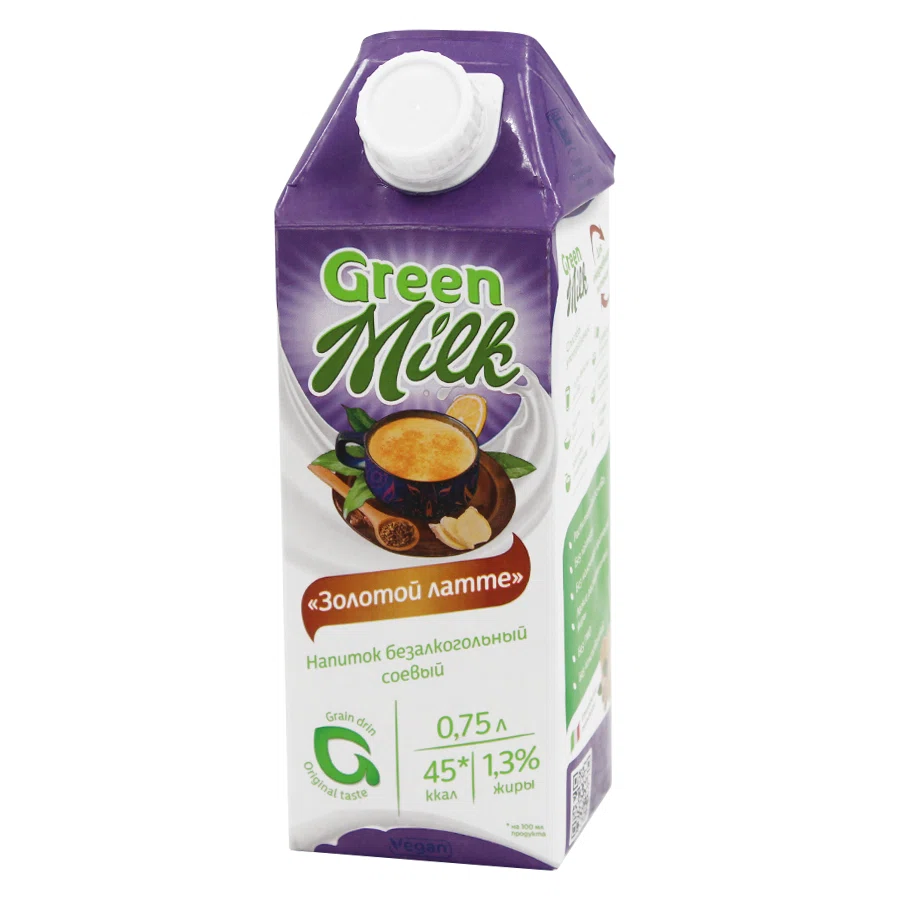 GREEN MILK Напиток безалкогольный Cоевый Золотой Латте 0,75л
