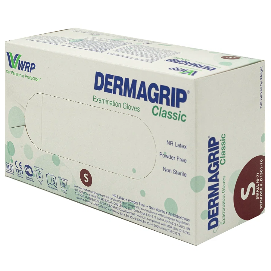 DERMAGRIP Перчатки Examination Gloves Classic латексные нестерильные S 100шт