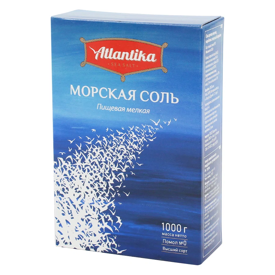 ATLANTIKA Соль морская пищевая мелкая 1000гр