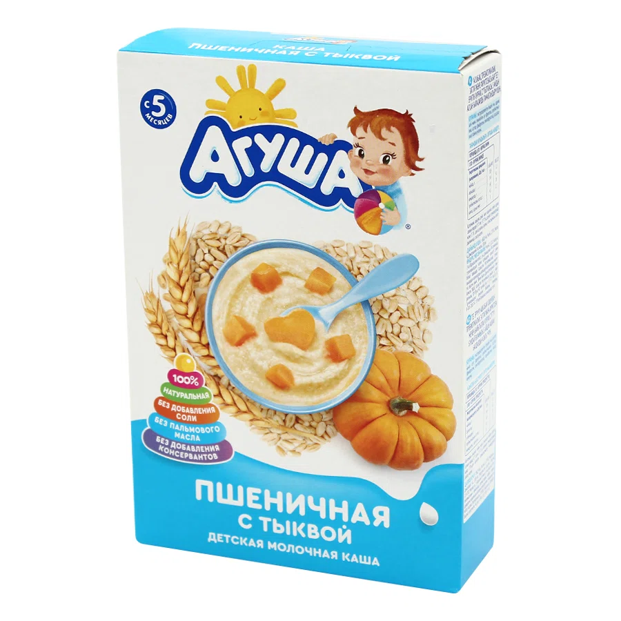 АГУША Каша пшеничная с тыквой с молоком