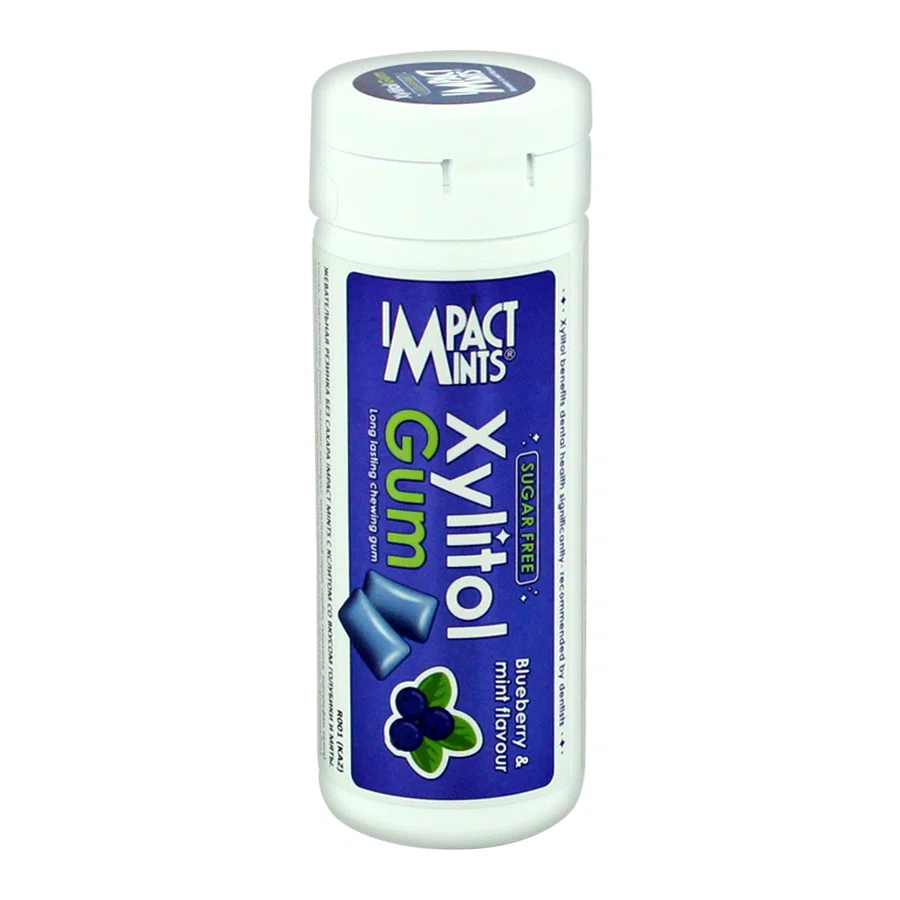 IMPACT Xylitol gum резинка жевательная со вкусом голубики и мяты 30 гр