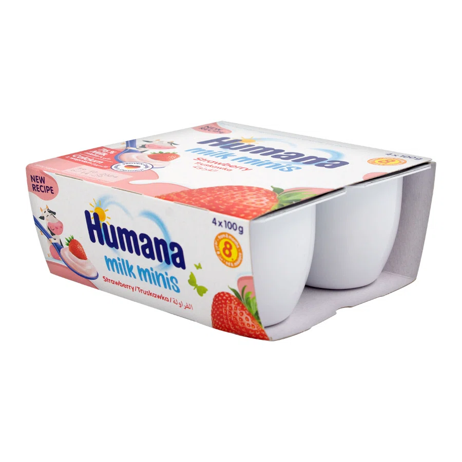 HUMANA Десерт молочный Milk Mini Клубника 4*100гр