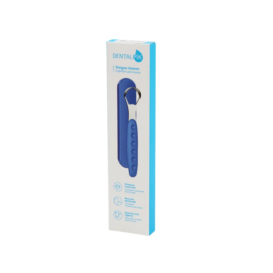 NDCG  DENTALPIK Скребок для языка синий с чехлом