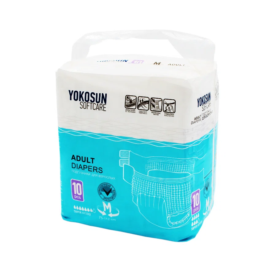 YOKOSUN Подгузники для взрослых Softcare super absorb р, М 10шт 75-112см