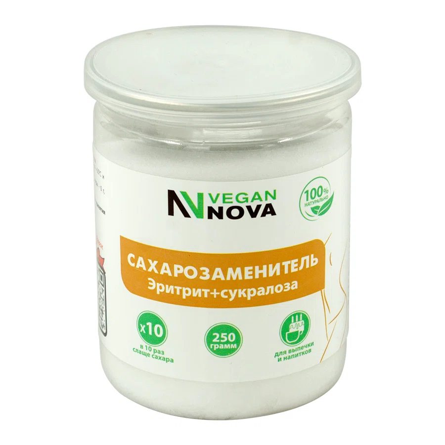 VEGANNOVA Сахарозаменитель Эритрит+сукралоза 250гр