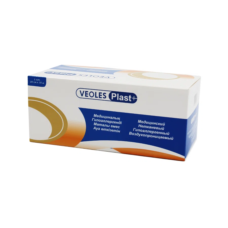VEOLES PLAST+ Пластырь-рулон нетканный гипоаллер воздухопрон 20см*10м