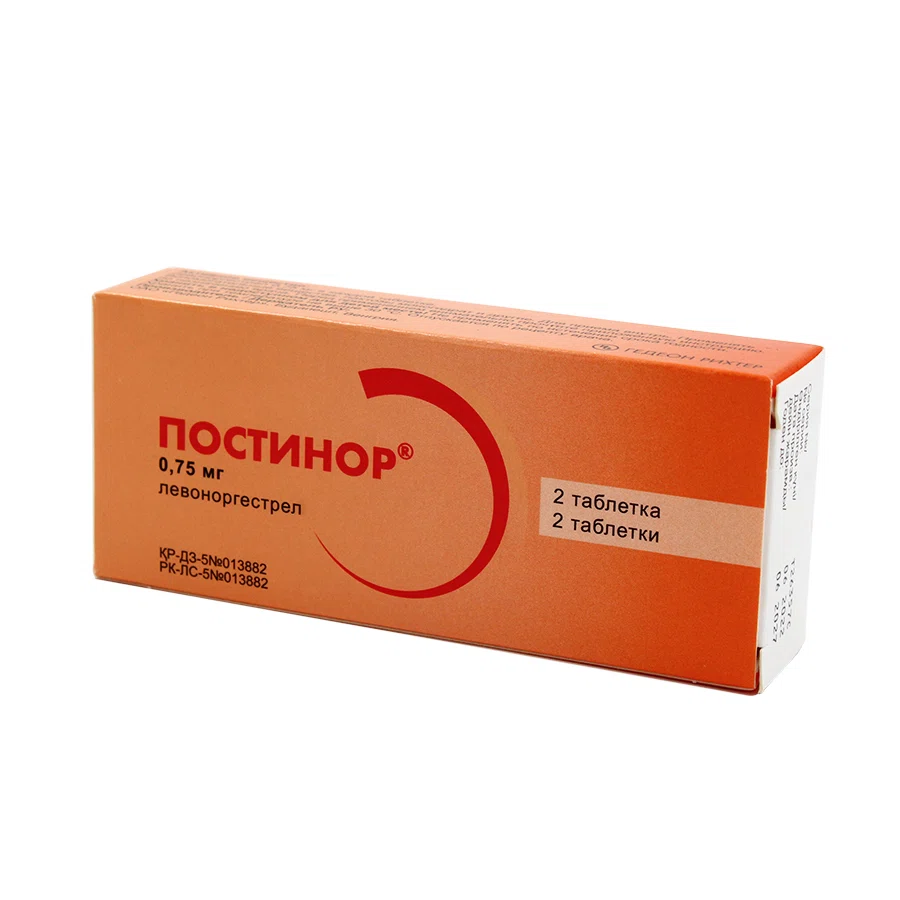 ПОСТИНОР 0,75 мг № 2 таб  Левоноргестрел