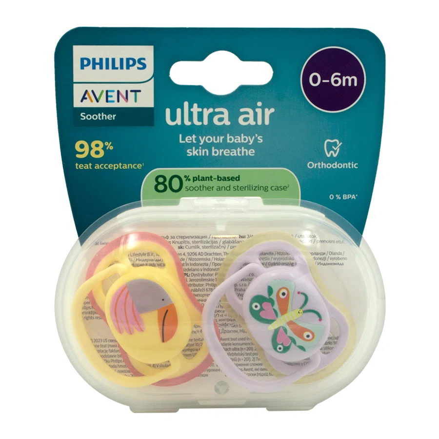AVENT PHILIPS Соски-пустышки ортодонтические Ultra air 0-6м