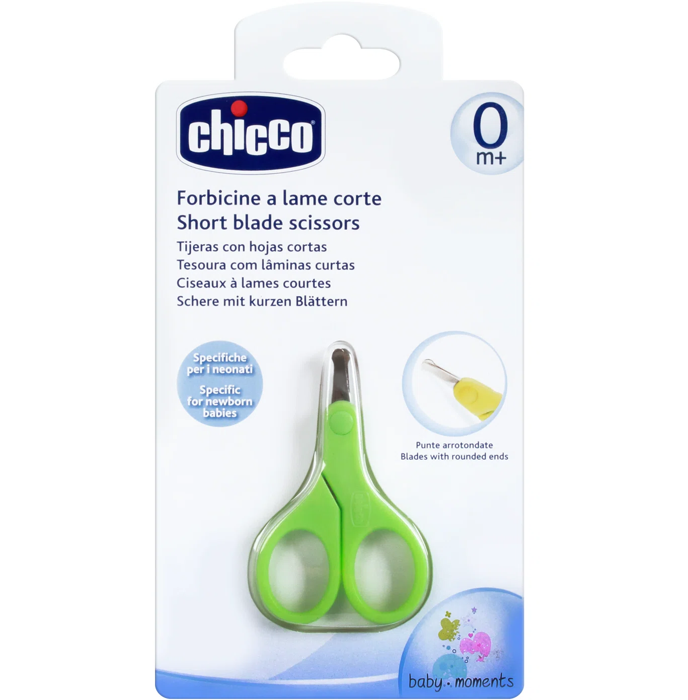 CHICCO Ножнички с закругленными концами зеленые 0м+