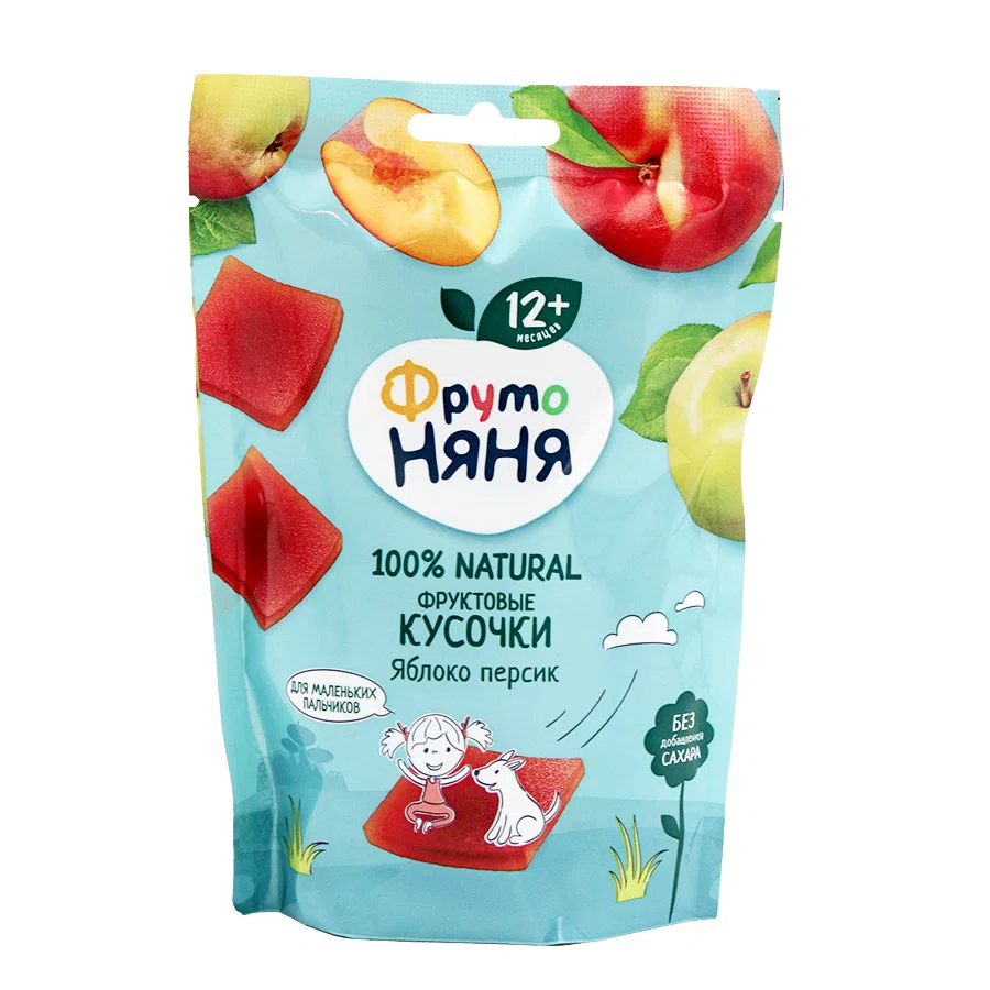 ФРУТО НЯНЯ Кусочки фруктовые Яблоко-персик без сахара 10 шт