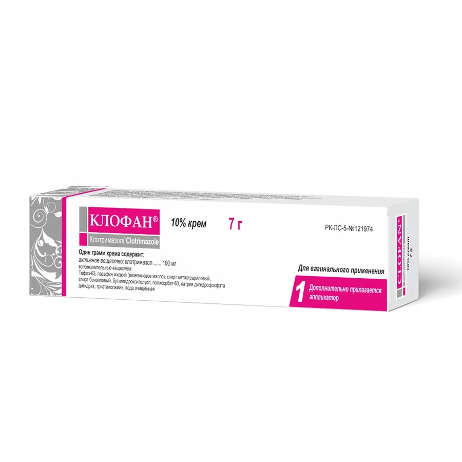 КЛОФАН 10% 7 г крем ваг Клотримазол