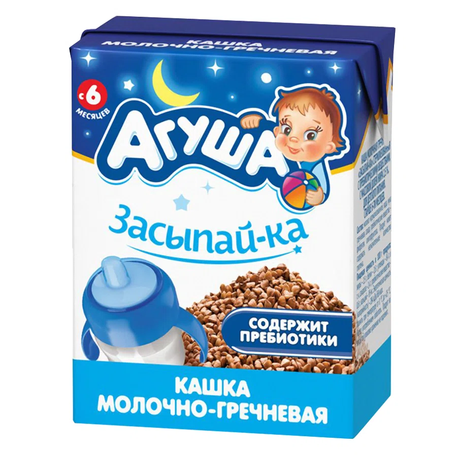 АГУША Кашка Засыпай-ка молочно-гречневая 6+ 200мл