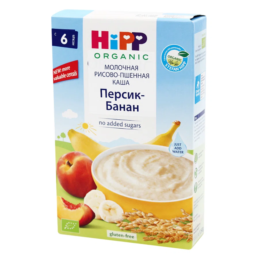 HIPP Каша рисовая молочная банан-персик 6+ 250гр
