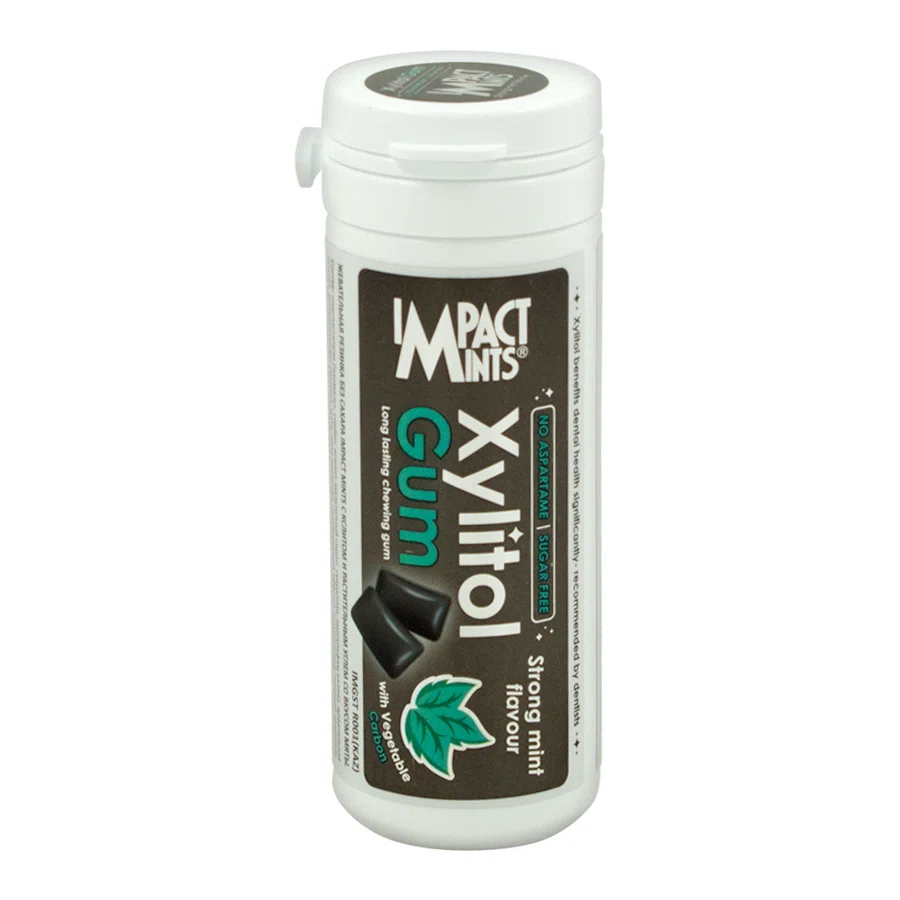 IMPACT Xylitol gum резинка жевательная со вкусом мяты и углем 30 гр