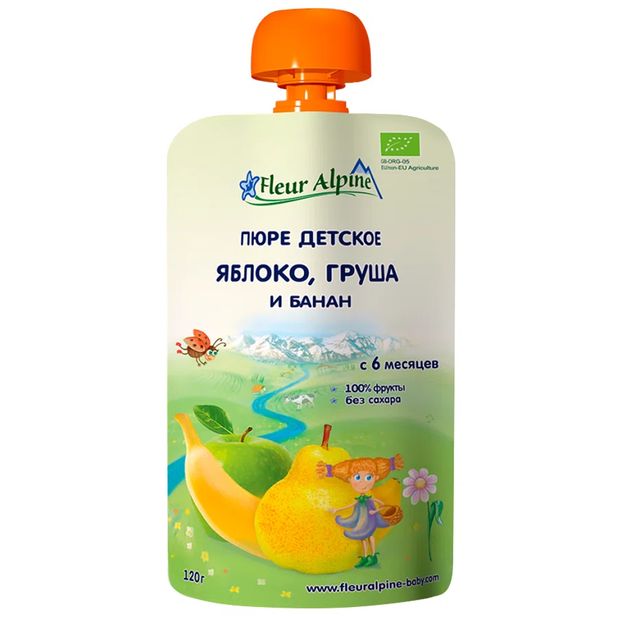FLEUR ALPINE Пюре яблоко груша и банан 120гр