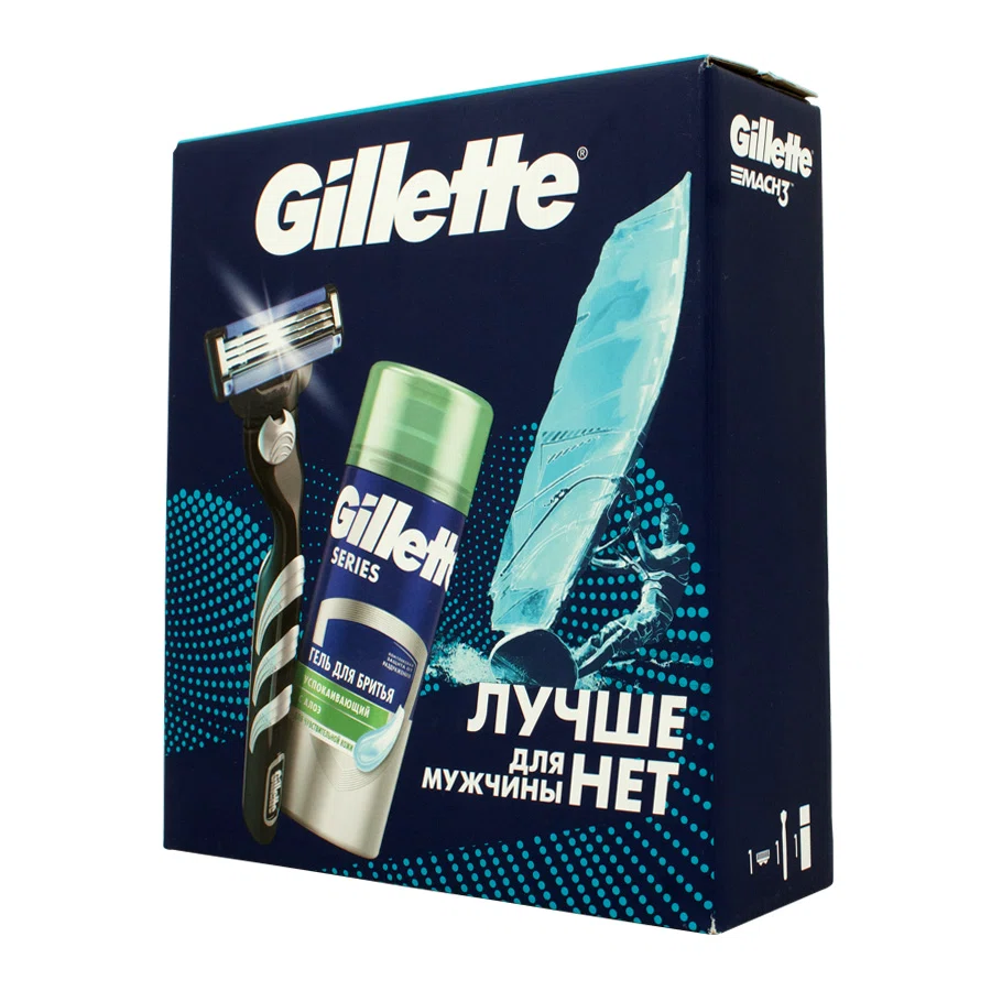 GILLETTE Набор Mach3 Turbo бритва+ гель для бритья 75мл