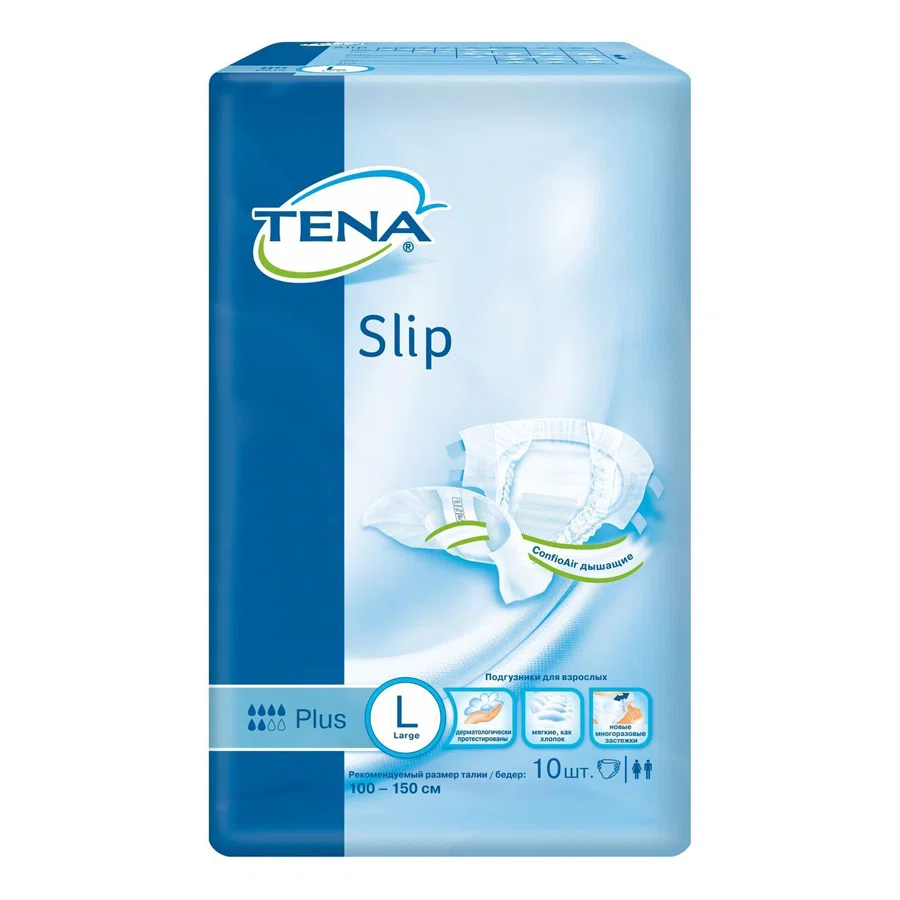 TENA Подгузник для взрослых Слип плюс L (100-150см) 10шт