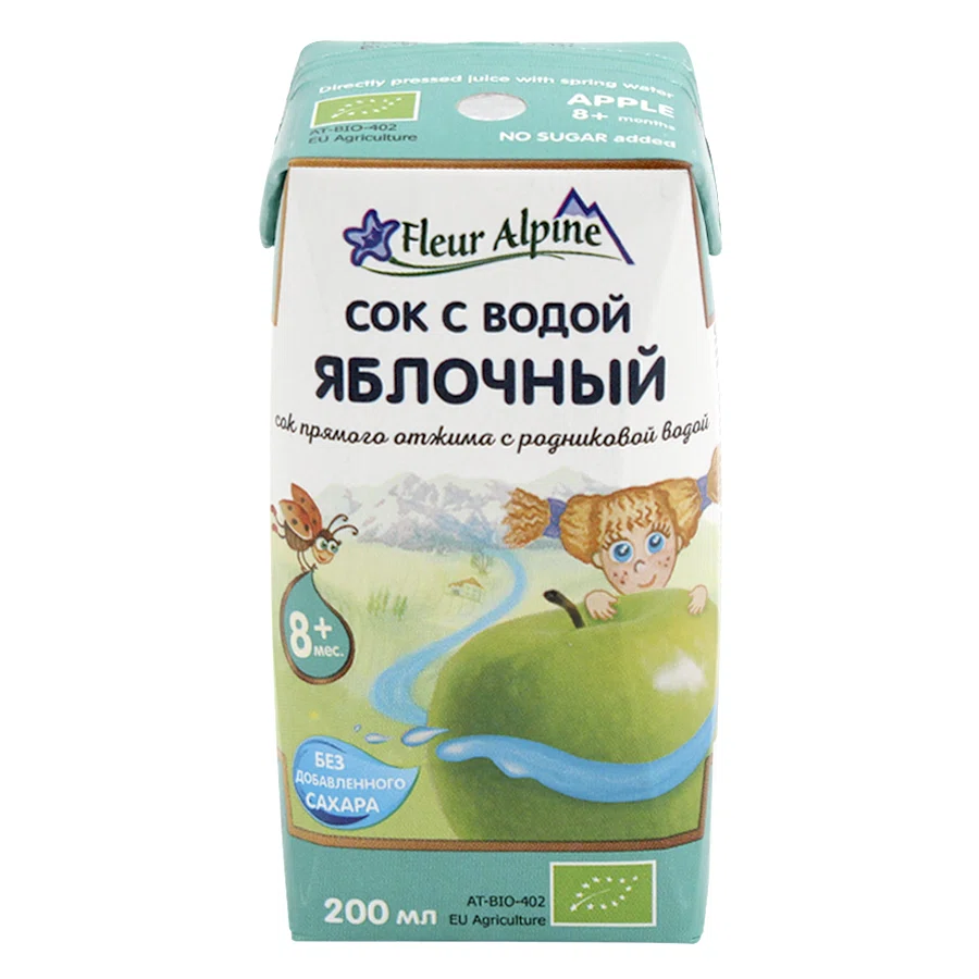 FLEUR ALPINE Сок с водой Яблочный 8 месяцев + 200мл
