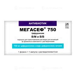 Купить МЕГАСЕФ 750 мг 6 мл №1 флакон Цефуроксим МЕГАСЕФ 750 мг 6 мл №1 флакон Цефуроксим